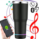 Copo Térmico inox 900ML grande com caixa de som bluetooth e leds e tampa
