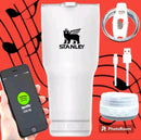 Copo Térmico inox 900ML grande com caixa de som bluetooth e leds e tampa