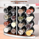 Porta Temperos Luxo Organizador de Condimentos com Pote de 16 Vidros, Madeira e Porta Inox com Alça Resistente