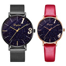 Caixa de presente céu estrelado relógio 1314 casal luminoso titânio aço não desbotado trevo de quatro folhas conjunto caixa relógios masculinos e femininos