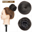 Cabelo coque cacheado ou liso chignon 100% cabelo humano rosquinha peruca marrom loiro touca envoltório em elástico elástico
