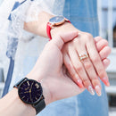 Caixa de presente céu estrelado relógio 1314 casal luminoso titânio aço não desbotado trevo de quatro folhas conjunto caixa relógios masculinos e femininos