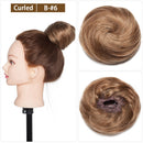 Cabelo coque cacheado ou liso chignon 100% cabelo humano rosquinha peruca marrom loiro touca envoltório em elástico elástico
