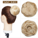 Cabelo coque cacheado ou liso chignon 100% cabelo humano rosquinha peruca marrom loiro touca envoltório em elástico elástico