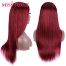 Peruca 100% cabelo humano ombre vermelho borgonha loiro laranja remy cabelo