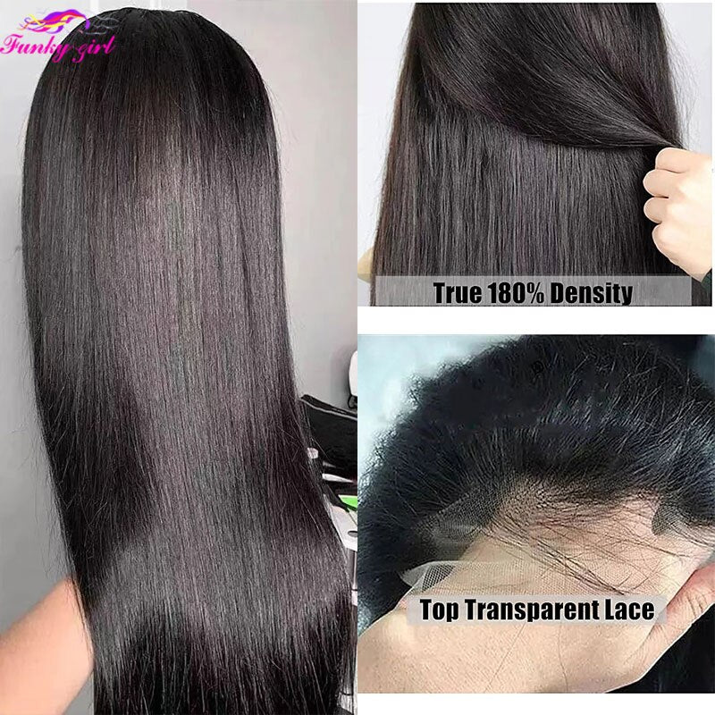 Perucas de cabelo humano Repicado perucas frontais com fecho de renda transparente para mulheres