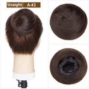 Cabelo coque cacheado ou liso chignon 100% cabelo humano rosquinha peruca marrom loiro touca envoltório em elástico elástico