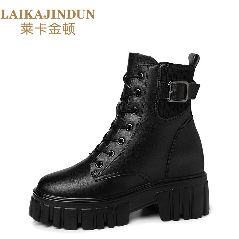 Botas femininas outdoor boots aumento design de marca nova plataforma salto alto cosplay moda outono inverno cunha sapatos