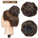 Cabelo coque cacheado ou liso chignon 100% cabelo humano rosquinha peruca marrom loiro touca envoltório em elástico elástico