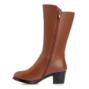 Botas de Inverno até ao Joelho Lã Pele Interior Sapatos Quentes Feminino Salto Alto Couro Macio Sapatos de Plataforma Botas de Neve Calçado Botas