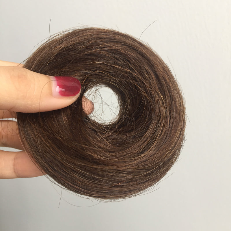 Cabelo Humano Coques Chignon Rabo de Cavalo Peruca Updo Donut Extensões de Cabelo Real Flexível Faixa Elástica Castanho Loiro 6 polegadas