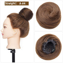 Cabelo coque cacheado ou liso chignon 100% cabelo humano rosquinha peruca marrom loiro touca envoltório em elástico elástico