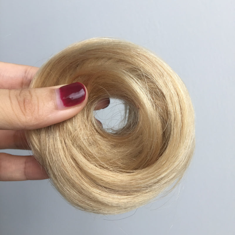 Cabelo Humano Coques Chignon Rabo de Cavalo Peruca Updo Donut Extensões de Cabelo Real Flexível Faixa Elástica Castanho Loiro 6 polegadas