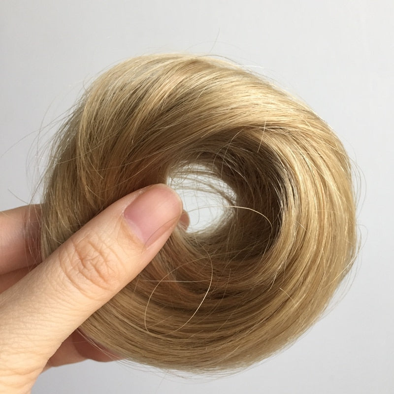 Cabelo Humano Coques Chignon Rabo de Cavalo Peruca Updo Donut Extensões de Cabelo Real Flexível Faixa Elástica Castanho Loiro 6 polegadas