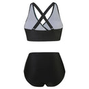 Conjunto de biquíni feminino com alças altas, maiô de duas peças, roupa de praia