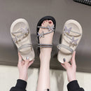 Sandálias de plataforma verão bege sola grossa praia borboleta nó casual chinelos femininos antiderrapante zapatos mujer