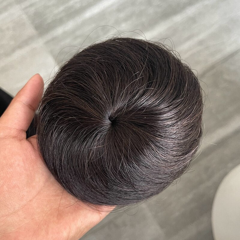 Pente de cabelo humano com cordão peruca de cabelo com cordão marrom loiro flexível 6 polegadas chignons rabo de cavalo apliques para cabelos mais finos