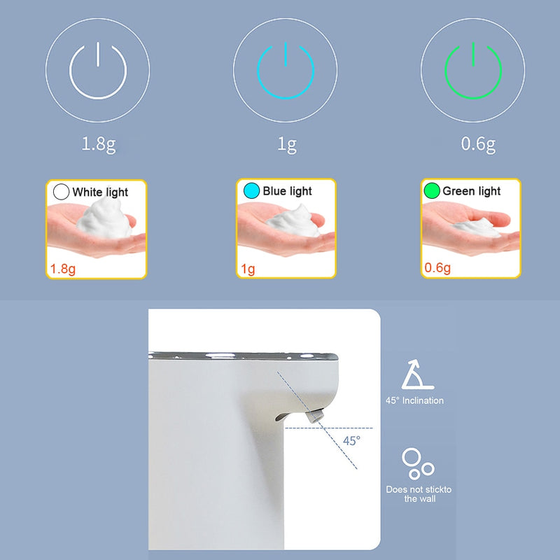 Dispensador de sabonete de espuma Automático Sensor sem toque USB Máquina de espuma inteligente 300ML Distribuidor de sabonete líquido infravermelho Bomba Desinfetante para as mãos