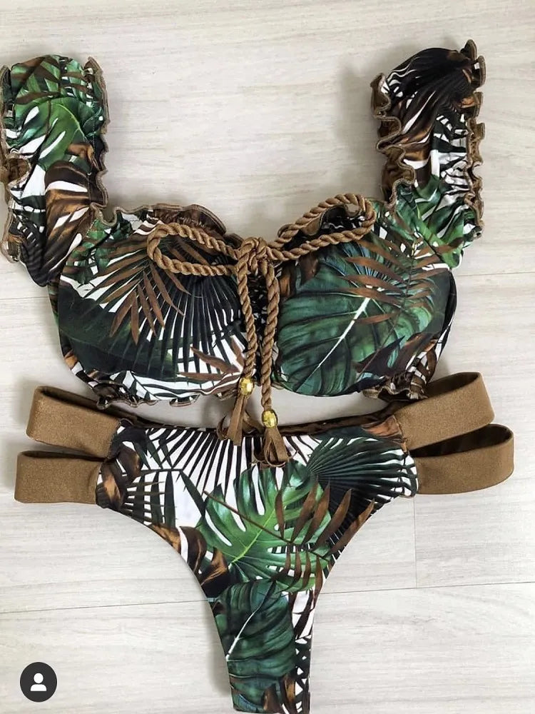 Conjunto de biquíni feminino maiô plissado biquini banho sexy brasileiro com nervuras beachwear maiô