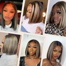Destaque Bob Peruca Perucas de Cabelo Humano Brasileiro Liso 13X4 Lace Front Wig Para Mulheres Coloridas Mel Loiro 27 Bob Lace Frontal Wig