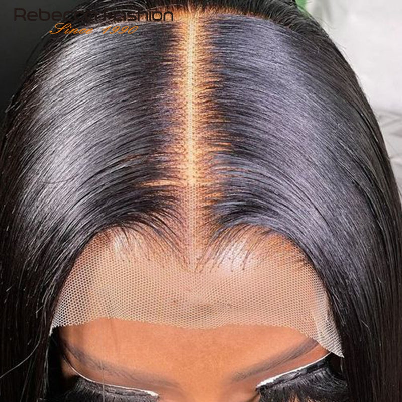 Perucas de Cabelo Humano Curto Bob Lace Front 150% Densidade Brasileira Liso Transparente 13x5x2 Parte Perucas Rendas Cabelo Humano Pré Arrancado