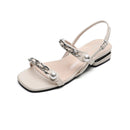 Sandálias femininas Fashion Pearl Chain Design One word sexy open toe party sandálias de salto alto Marca sapatos