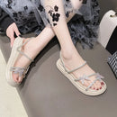 Sandálias de plataforma verão bege sola grossa praia borboleta nó casual chinelos femininos antiderrapante zapatos mujer