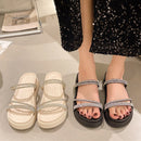 Sandálias de plataforma grossa de cristal brilhante feminino casual antiderrapante chinelos de cunha mulher 2023 verão cinta traseira tamancos sapatos femininos