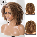 Peruca Encaracolada Com Renda Transparente Curto Cabelo Cacheado