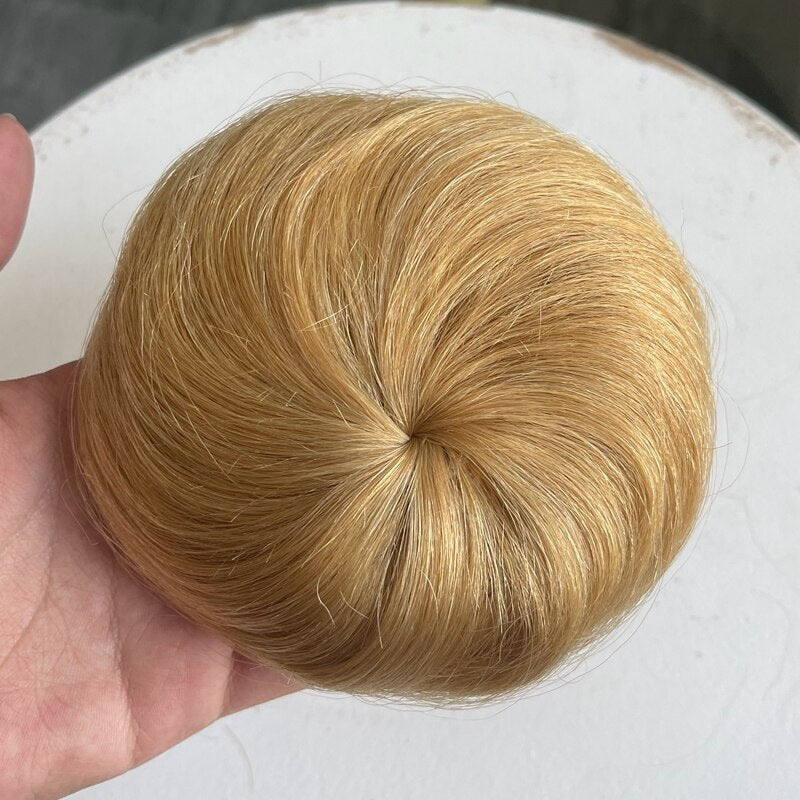 Pente de cabelo humano com cordão peruca de cabelo com cordão marrom loiro flexível 6 polegadas chignons rabo de cavalo apliques para cabelos mais finos