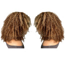 Peruca Encaracolada Com Renda Transparente Curto Cabelo Cacheado