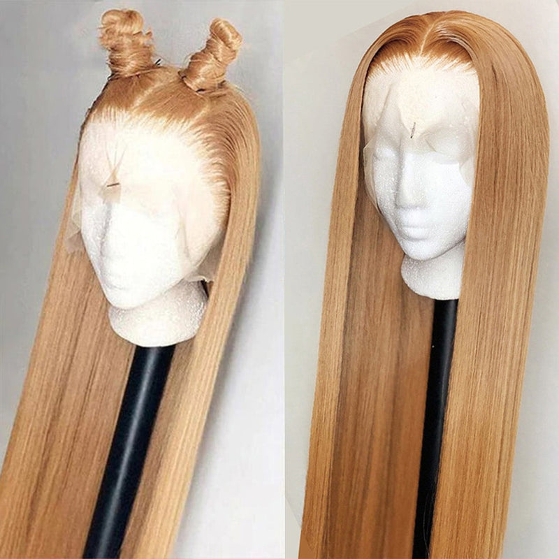 Perucas de cabelo humano com frente de renda loira mel perucas de cabelo humano coloridas para mulheres 13x4 HD cabelo humano reto perucas frontais com renda 180%