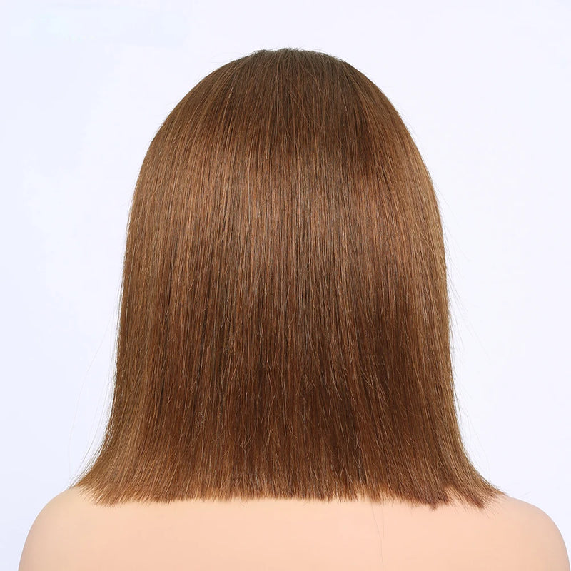 Peruca cabelo humano laço frontal perucas pré arrancadas com cabelo do bebê transparente corte rombudo marrom bob para preto