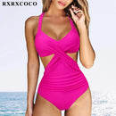 Maiô feminino banho sólido ruched cintura alta push up maiô feminino beachwear monokini maiô 2023