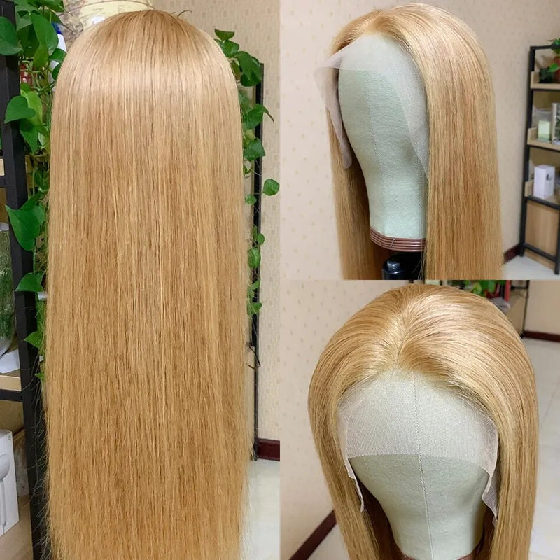 Perucas de cabelo humano com frente de renda loira mel perucas de cabelo humano coloridas para mulheres 13x4 HD cabelo humano reto perucas frontais com renda 180%