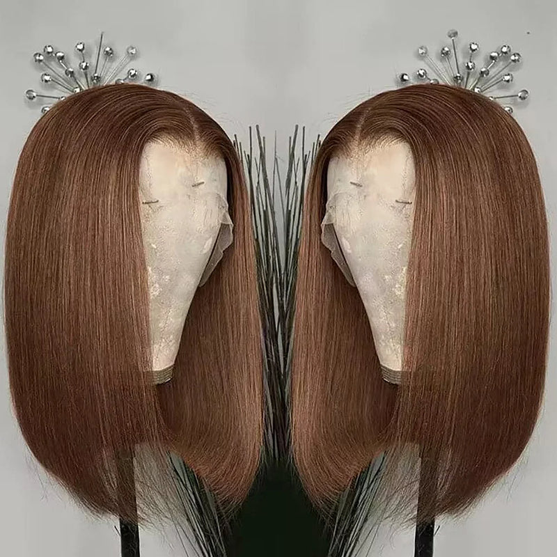 Peruca bob em linha reta perucas de cabelo humano para as mulheres 13x4 laço frontal remy peruca de cabelo humano brasileiro