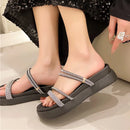 Sandálias de plataforma grossa de cristal brilhante feminino casual antiderrapante chinelos de cunha mulher 2023 verão cinta traseira tamancos sapatos femininos