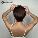 Perucas de cabelo humano para mulheres curtas perucas onduladas castanhas escuras com franja fofa cabelo castanho chocolate natural uso diário