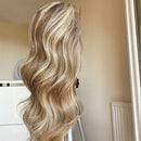 Peruca frontal de renda destaca corpo longo ondulado perucas cosplay prepenked para mulheres negras