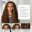 Peruca Transparente Renda Peruca de Cabelo Humano Pré Arrancado Marrom Loira Renda Perucas Para Mulheres