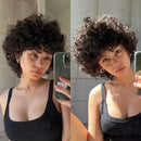 Perucas brasileiras elegantes afro crespas encaracoladas bob, cabelo preto escuro remy castanho, perucas curtas de cabelo humano feitas à máquina para mulheres negras
