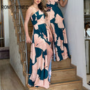 Vestido feminino elegante com estampa allover um ombro mangas babados de seda alta maxi sexy vestidos de festa