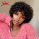 Perucas brasileiras elegantes afro crespas encaracoladas bob, cabelo preto escuro remy castanho, perucas curtas de cabelo humano feitas à máquina para mulheres negras