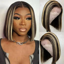 Destaque Bob Peruca Perucas de Cabelo Humano Brasileiro Liso 13X4 Lace Front Wig Para Mulheres Coloridas Mel Loiro 27 Bob Lace Frontal Wig