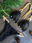 Conjunto de biquíni banho feminino push up biquini sexy tanga biquinis retalhos maiô sem costas