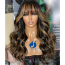 Peruca de cabelo humano com franja para preto feminino falso couro cabeludo topo máquina completa peruca onda do corpo brasileiro remy