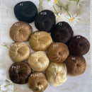 Puxos de cabelo humano Garra com cordão Rabo de cavalo Flexível Pedaços de cabelo updo Donut Chignon Clipe em pãezinhos para casamento e show