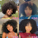 Perucas de cabelo humano afro, encaracolado, com franja, cor natural, densidade total, sem cola, remy, brasileiro, curto, encaracolado, cabelo humano