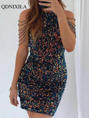 vestido feminino lantejoulas luxo festa vestidos curtos chique e elegante sexy cristal borla vestido de noite