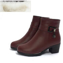 Botas femininas de couro genuíno 2023 forradas de lã grossa de inverno botas femininas de couro genuíno para neve tamanho grande sapatos femininos de inverno